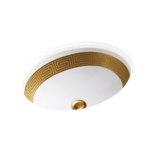 Sherle Wagner UE15-6EN-G-WH Renaissance Banded Under Edge Basin