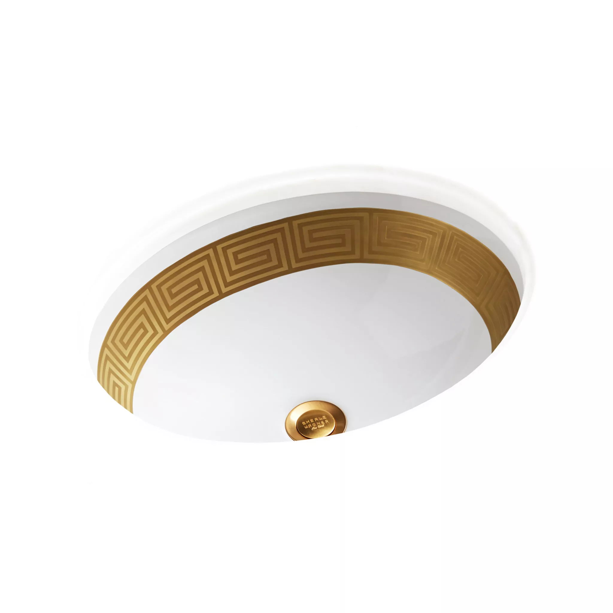 Sherle Wagner UE15-6EN-G-WH Renaissance Banded Under Edge Basin